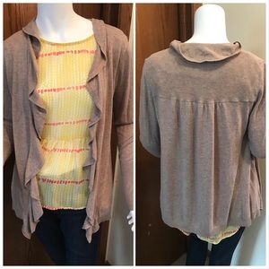 Loft Small open front cardigan in brown